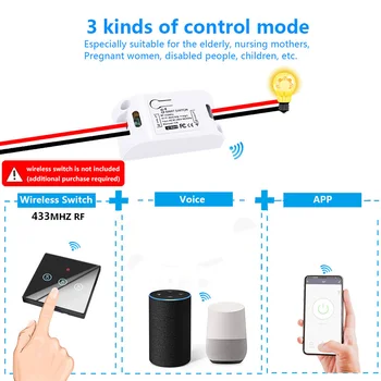 Tuya Smart Elu APP WiFi + RF 433Mhz DIY Taimer Relee Moodul Google ' i Kodu Amazon Alexa Lüliti Valgus VENTILAATOR 2tk