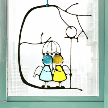 Värvikas Tapeedid Ingel Paar Love Home Decor Cartoon Epoksü Paar Kahepoolne Ystävänpäivä Sise-Art Aknas Ripats