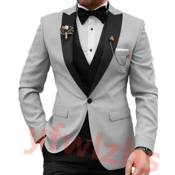 Ilus On Ainult Üks Nupp Groomsmen Tipp Rinnamikrofon Peigmees Tuxedos Meeste Ülikonnad, Pulmad/Prom/Õhtusöök Parim Pintsak(Jakk+Püksid+Vest+Lips) 415