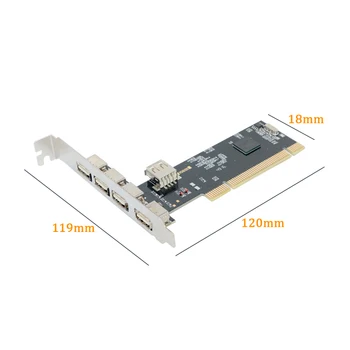 Vastupidav Musta PCI Kaart Sisemine Kontroller Desktop Konverter-USB 2.0 Adapter 5 Ports Hub kiire Laienemine 480Mbps