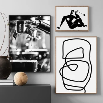 Kohvioad Abstraktne Must Read Joonis Seina Art Lõuend Maali Nordic Plakatid Ja Pildid Seina Pildid Elutuba Decor