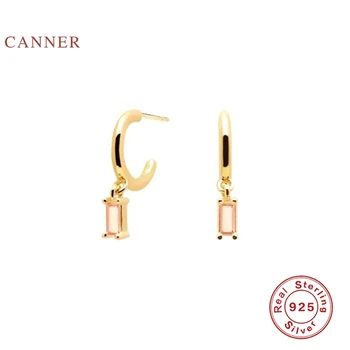 CANNER Reaalne 925 Sterling Silver Kõrvarõngad Naistele INS Geomeetriline Ristküliku Kõrvarõngad Tsirkoon Diamond korea Kulda Ehted