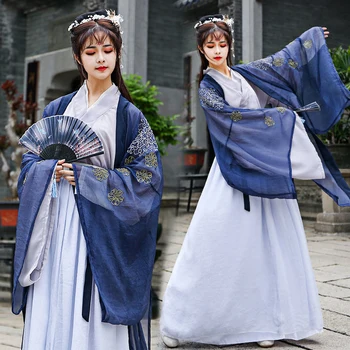 Naiste Hanfu Hiina Traditsiooniliste Rahvariiete Tüdruk Han Dünastia Tantsu Kulumise Lady Fairy Cosplay Riided Oriental Vana Prints Ülikond
