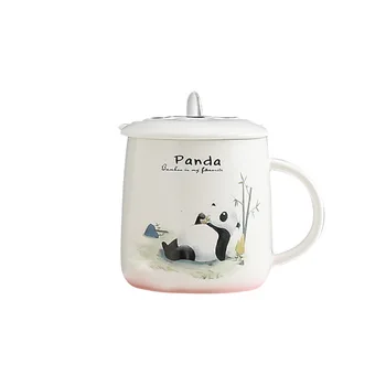 460ml Cute Cartoon Panda Kohvi Kruus Kaanega Lusikas Tüdruk Office Cup Paar Hommikusöök Piima-Cup
