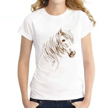T-särk naiste 2021 suvel moe Cartoon hobune graafiline print daamid tshirt Lühikesed varrukad Harajuku Streetwear tee särk femme