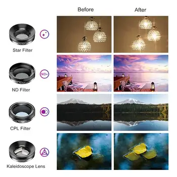 11-in-1 Objektiivi Komplekt Mitmekülgne Fisheye lainurk-Micro Polariseeritud Starlight Filter Universaalne Mobiiltelefoni Objektiiv