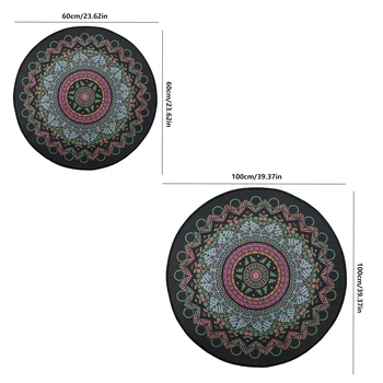 Mandala Ring 3D-Printimine Vaip Magamistuba Office libisemisvastased Matid elutoas diivanilaud Vaibad Polüester 60*60cm/100*100cm