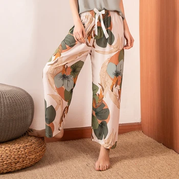 2021 Suvel Uus Naiste V-kaelus Jätab Trükitud Pidžaama Komplekt Daamid Mugavuse Lihtne Stiil Sleepwear Lahti Pehme vabaajarõivaste Homewear