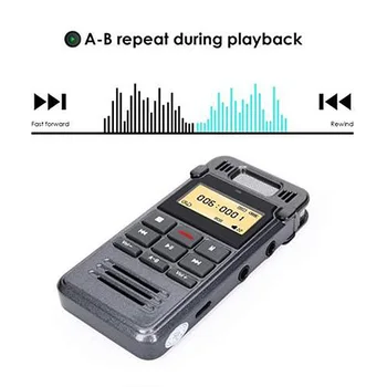 A-B Repeat Laadimine USB Mikrofon Mini 8GB Intervjuud Konverentsid Digitaalne Diktofon Müra Tühistamine Heli Heli MP3 Mängija