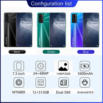 Galaxy V20 Pro 7.3 tollise Nutitelefoni 5600Mah 12GB+512 GB Avada telefoni Globaalne Versioon 4G/5G Android 24MP+48MP HD-Kaamera, Bluetooth