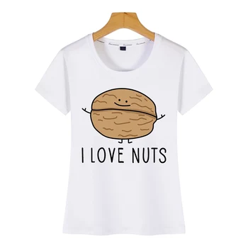 Tops T-Särk Naistele, ma armastan pähklid Mood Kohandatud Valge Naine Tshirt