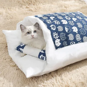 Jaapani Kass Voodi Talvel Eemaldatav Soe Kass Magamiskott Sügav Uni Pet Kitty Voodi Maja Kassi Pesa Padi Padi