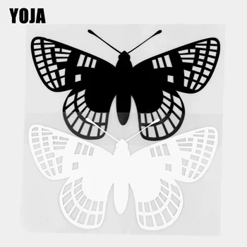 YOJA 14×8.2 CM, Väike Ja Armas Liblikas Multikas Loomade Vinüül Decal Auto Kleebised Must/Hõbe 19C-0267