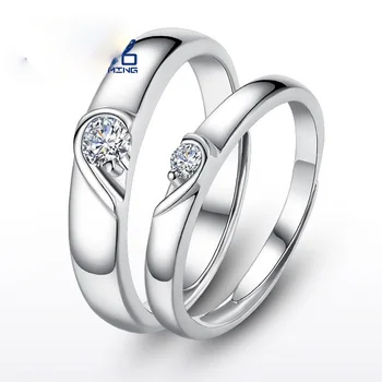 Han edition tellitud sterling silver silver ringi paarid elavad buda kloostri distsipliini teemant pulm kohal simulatsioon