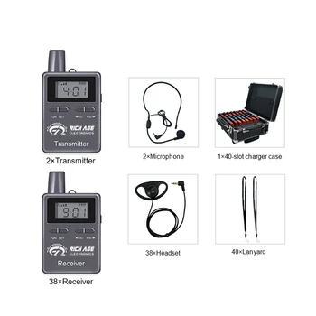 Richtek 2.4 G Wireless Audio Giid Süsteemi Saatja+Vastuvõtja+ Mikrofon+Kõrvaklappide konverents travling