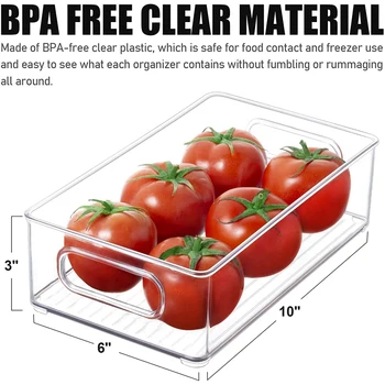 4 Pack Külmik Korraldaja Konteinerid - BPA-Vaba Virnastatavates Plastikust Selge Hoidmine Konteinerid Käepidemetega, Toidu Mahutid