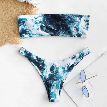 Seksikas Bikinis 2021 Naine Ujumistrikoo Push Up Biquini Sidemega Top Tie dye String Bikiinid Komplekti Ujumisriided, Naised, Rand trikoo #13