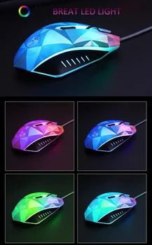 Инровая Мышка 7 Ümmarguse Hingamine LED Light Lahe Diamond Versioon Gaming Mouse 3200DPI Juhtmega Hiir