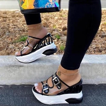 Uued Naiste Sandaalid PVC Jelly Crystal Kõrge Kontsaga Läbipaistvad Naiste Sexy Selged Kõrged Kontsad Suve Sandaalid Pumbad Kingad Pluss Suurus 35-43