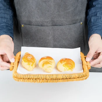 Käsitsi Valmistatud Rotangist Kootud Puu-Leiva Korvi Köök Suupisteid Sushi Magustoit Teenindavad Plaat Kodus