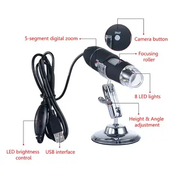 1600X USB Digital Microscope Kaamera Endoscope 8LED Luup Metallist Seista