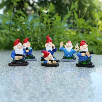 Mini Sõjas Gnome Pöialpoissi Naljakas Vaik Kuju Defender Armee DIY Bonsai Teenetemärgi Laua Õues Aias Skulptuur Decor