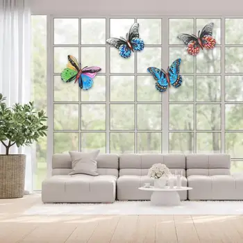 4 Tk Värvikad Rippuvad Iron Butterfly Seina Kaunistamiseks 3D Kunst Käsitöö Rippuvad Liblikas Decor Shopping Mall dekoratsiooni