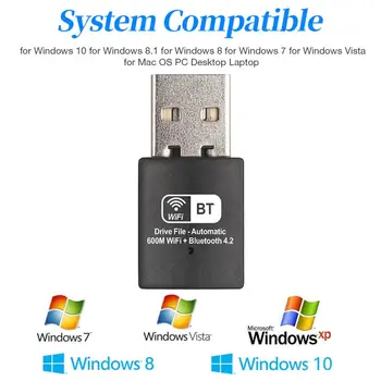 USB WiFi Adapter 600 mbit / s Plug and Play Dual Band Mini Traadita Võrgu Adapter WiFi Dongle for Windows 10/8/7/Vista Mac OS PC
