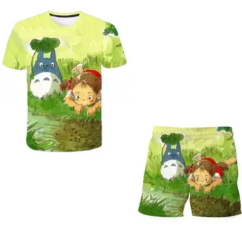 Laste Riided Komplekti Tops+Püksid Komplekti Totoro T-Särk Tüdrukutele Tshirts Kids Püksid Sport Ülikond Baby Poiste T-särk 4 5 6 7 8 9-14 Aasta