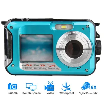48MP Veealuse Veekindel Digitaalne Kaamera, Dual Screen, Video Videokaamera Punkti Ja Võrsed Snorkeling, Ujumine Surfamine Triivib