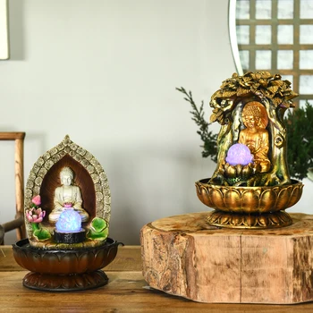 110V/220V Õnnelik Buddha Kuju Voolav Vesi Purskkaevud elutuba Office Desktop Feng Shui Purskkaev Home Decor Tabel Kaunistused