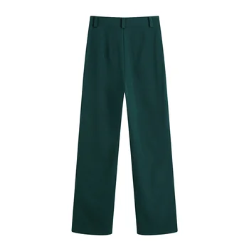 Naiste Püksid Mood Kõrge Vöökoht Pudel Roheline lahti Pikk Ülikond Püksid 2021 Juhuslik Naine Lai Jalg Püksid