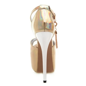 ORCHA LISA Särav Naine Suve Sandaalid Peep varba 15cm Õhuke kõrged Kontsad 5,5 cm Platvormid Pandla Suur suurus 33-48 Vabaaja C1824