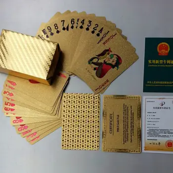 1 Komplekti mängukaarte Teki gold foil poker Kuldne Plastikust Kaardid, Veekindel