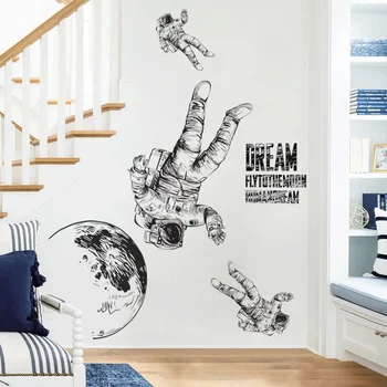 Inkjet Tapeet Planeedi Astronaut Space Odyssey Kunsti Decal Uusi Loomingulisi Kodu Kaunistamiseks Seina Kleebised
