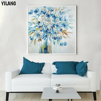 Kaasaegne Abstract Blue Rose Lõuend Käsitöö Maali Pilt Seina Art Plakat Elutuba, Magamistuba Maali Home Decor Nr Frameless