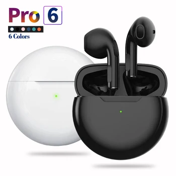 TWS Pro6 Traadita Kõrvaklapid, Bluetooth Kõrvaklapid Earbuds Kõrva Bods Stereo Sport Veekindel Peakomplekt, Millel Laadimise Kasti Mikrofon