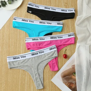 Uus Thong Naiste Puuvillane Õmblusteta Madal Vöökoht Kirja Sümbol T-püksid Sexy Thong Õpilane Aluspesu Seksikas Naistepesu Naiste Aluspüksid