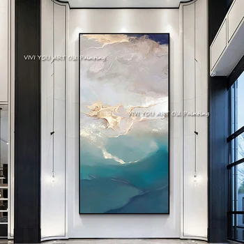 Käsitsi Maalitud Sinine Ookean Hall õlimaal Suured Seascape Lõuend Art Nr raam Nagu Kingitus Kodu Kaunistamiseks