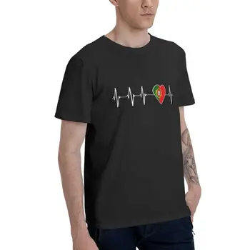Portugali Heartbeat Tshirts Meeste Stiilne Tees Top On Puuvillast T-Särk, Lühikesed Varrukad, ma Armastan Portugal Riigi Lipu all, Süda T-särgid