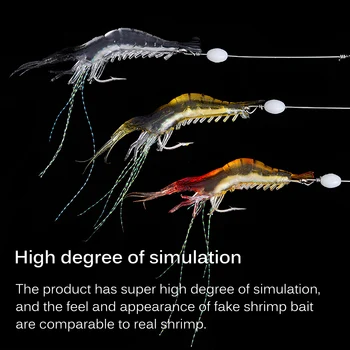 3 TK on Kolme Värvi Simulatsiooni Meelitada Pehme Sööt Konksu Üles Riputada Võltsitud Krevetid Meelitada Biooniline Krevetid Koos Helendav Krevetid-kujuline Pehme Sööt