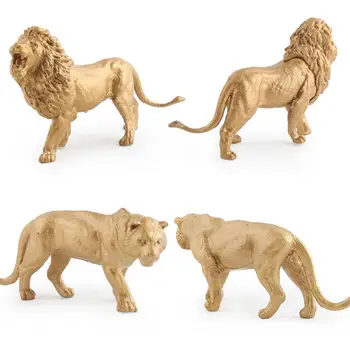Realistlik Metsloomade Mudel Kuld Versioon Figuriin Lõvi, Elevant, Ninasarvik Rohumaa Loomade Simulatsiooni Hariduslik Mänguasi Lastele