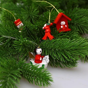 20PCS Christmas Tree Teenetemärgi Kaunistused Cute Cartoon Kaunistused Puidust Materjal XMAS Decor Festival Kleit Üles Tarvikud