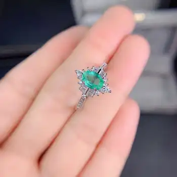 S925 hõbe Looduslik roheline emerald pärl ring loomulik gemstone ring luksuslik square rhombus naine, tüdruk, osaline kingitus ehted