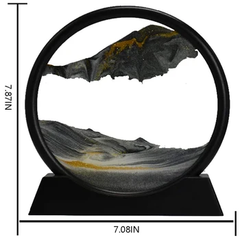 Liikuv Liiv Art Pilt Ring Klaas 3D süvamere Sandscape Liikuma Ekraan Voolav Liiv Raam(7inch)