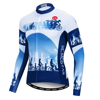 2019 jalgrattasõit jersey Meeste mägijalgratas jersey kuulu MTB Jalgratas-Särk pikad varrukad Road racing pluus Top särgid sügisel kolju sinine