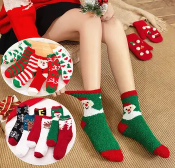Jõulud Naiste Sokid Coral Fliis Põrandale Armas Sokid Punane Fliis Jõulud Sokid 1 Paar Paksud, Soojad Sokid Naine, Sokkide Hulgimüük