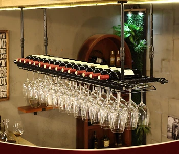 Baar Veini Pokaalilaadse Hammas Sepistatud rauast veini rack klaas veini rack seina riputamise topsihoidja veini rack Pere veini seista