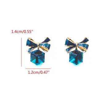 ANGELADY 1 Paar Crystal Sinine Vesi Cube Karp Bowtie Tolknema Kõrvarõngad Naiste Mood Ehteid
