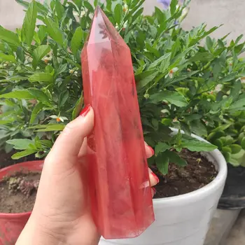 1kg 1tk Natural red quartz crystal võlukepp kuusnurk crystal ühe varda punktis reiki ravi